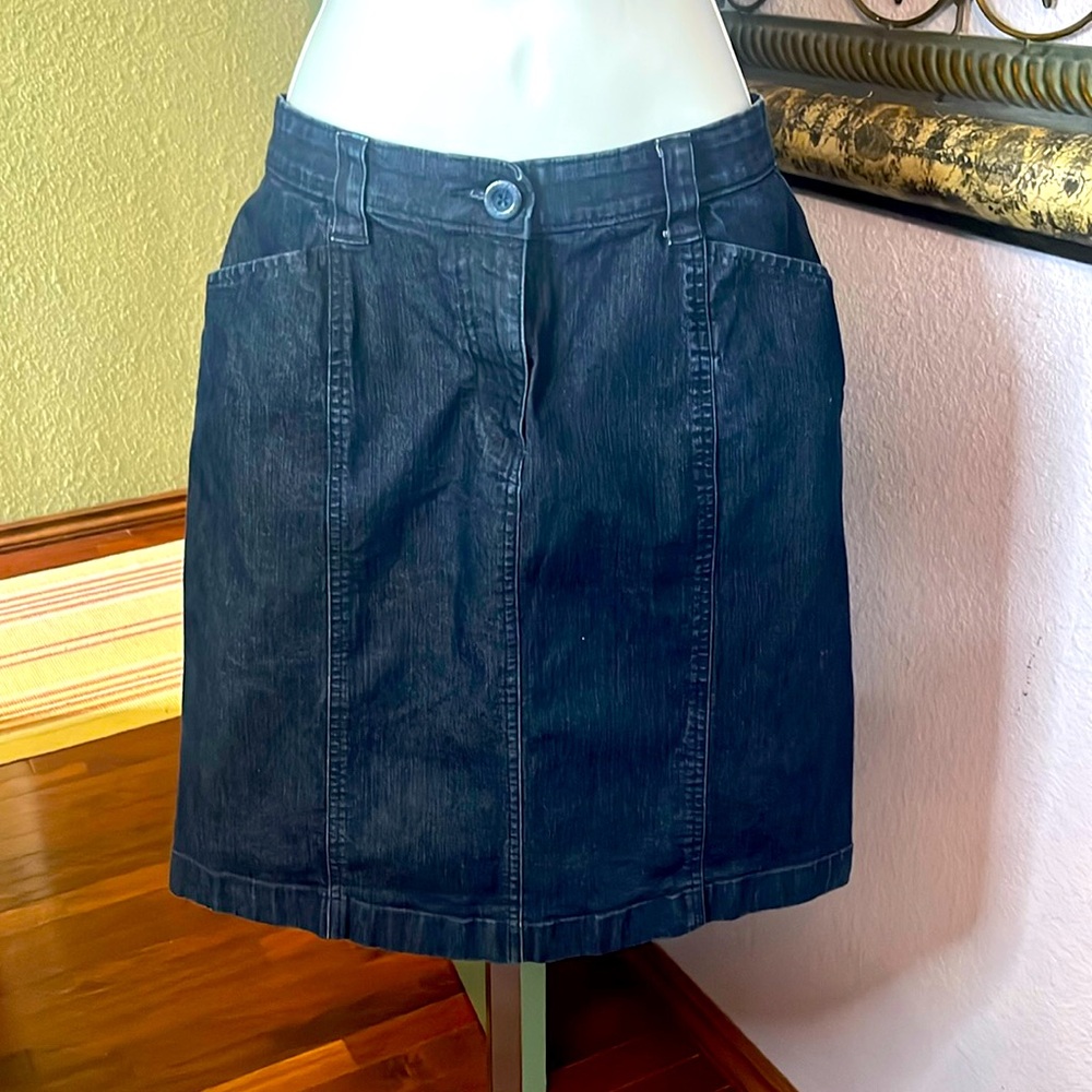EUC LL Bean Jean Skirt - Dark Blue Stretch Mini Sz 4 p